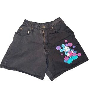 Vtg Disney Unlimited Mickey Mouse Girls Shorts Sz 5 Black‎ Floral 90's
